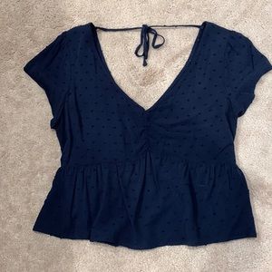 Navy blue cropped blouse